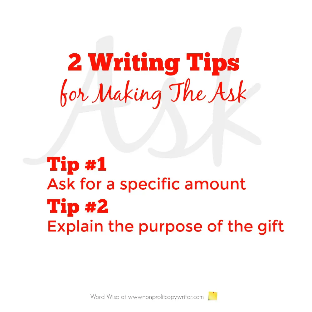 Two writing tips for making the ask with Word Wise at Nonprofit Copywriter