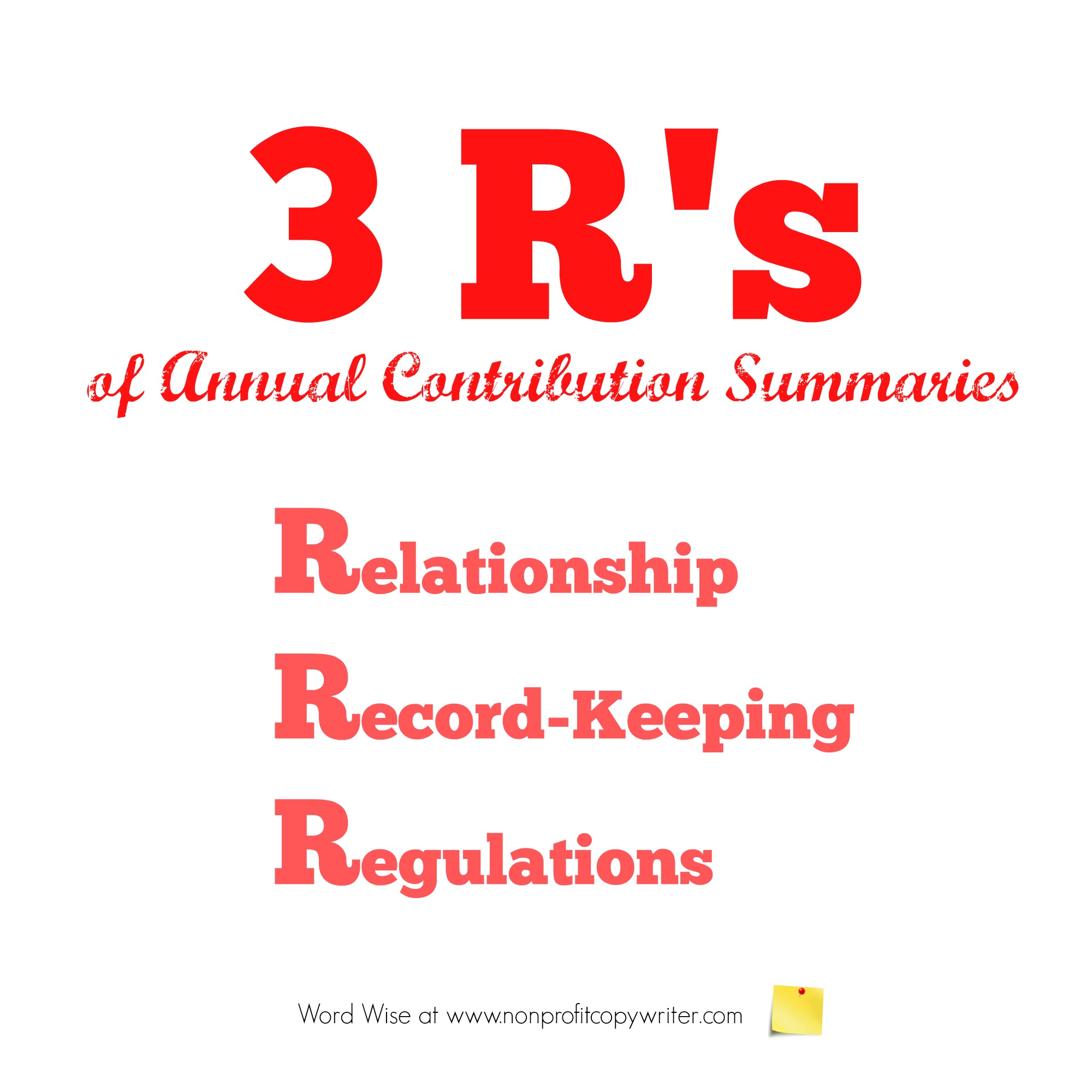 3 R's of Annual Contribution Summaries with Word Wise at Nonprofit Copywriter