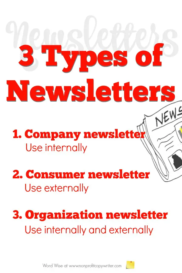 3 types of newsletters: great #WritingTips for freelancers, entrepreneurs, leaders to know which one to write with Word Wise at Nonprofit Copywriter