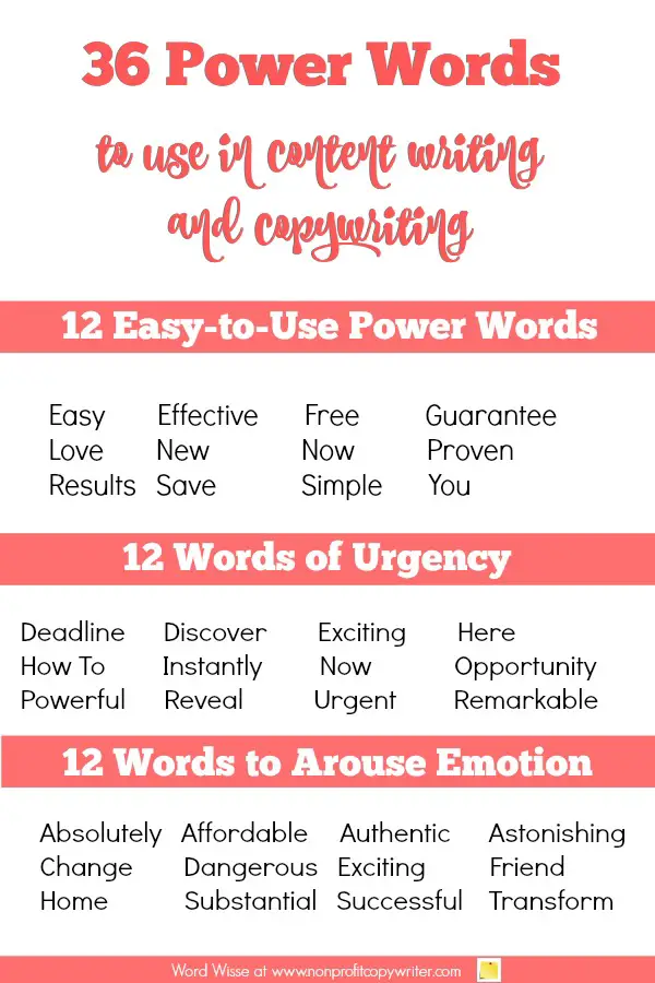 #Writing Tip! 36 power words to use in #content writing and #copywriting with Word Wise at Nonprofit Copywriter
