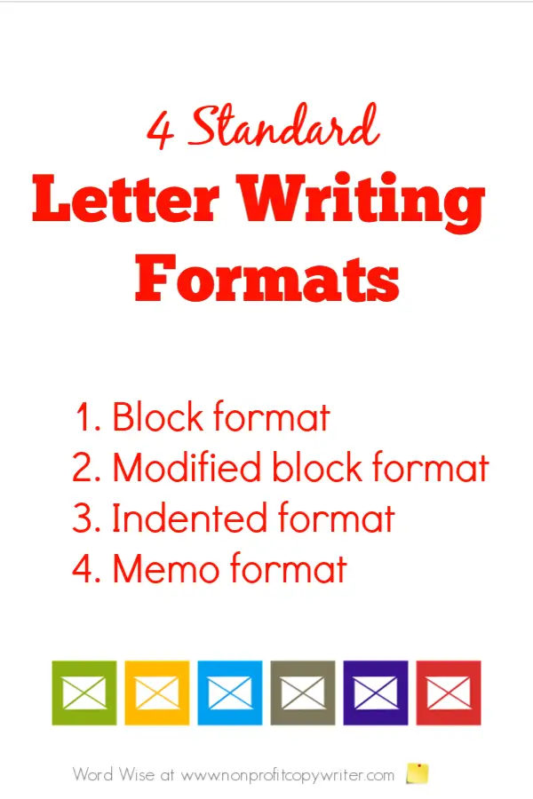 4 standard letter writing formats with Word Wise at Nonprofit Copywriter #WritingTips #ContentWriting #FreelanceWriting