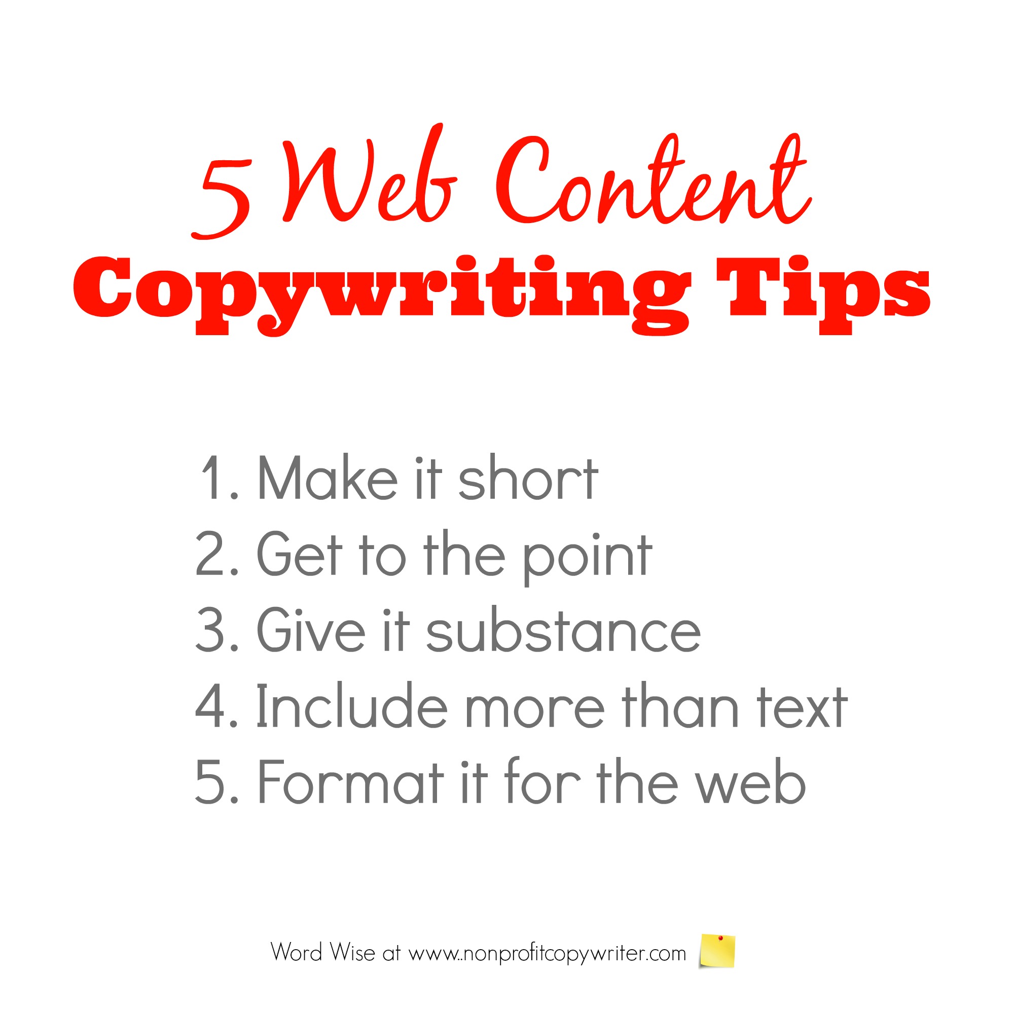 5 Web Content Copywriting Tips with Word Wise at Nonprofit Copywriter
