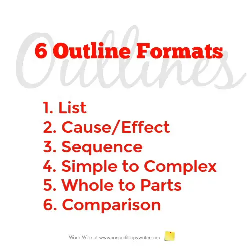 6 outline formats to choose from when you write an outline with Word Wise at Nonprofit Copywriter