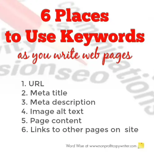 6 places to use keywords with Word Wise at Nonprofit Copywriter