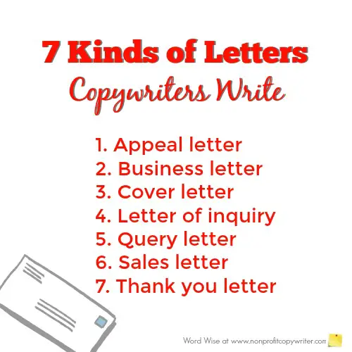 7 kinds of letters copywriters write with Word Wise at Nonprofit Copywriter