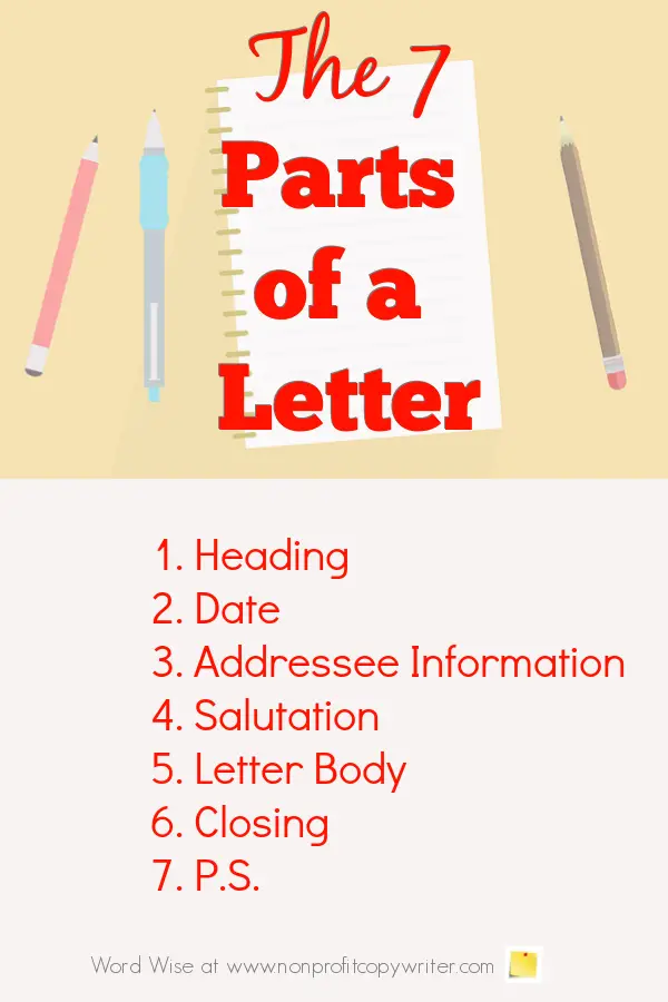 The 7 parts of a letter with Word Wise at Nonprofit Copywriter #WritingTips #FreelanceWriting