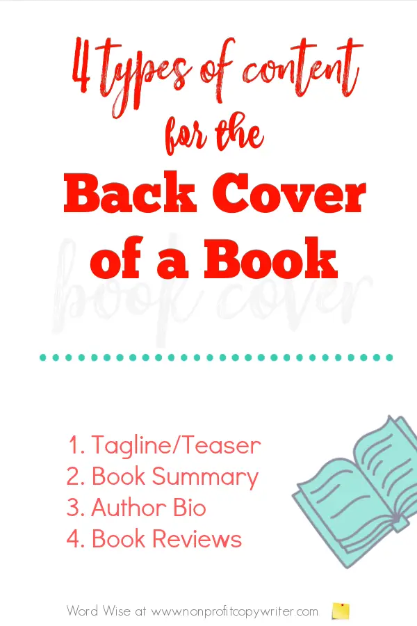 How to write 4 elements for the back cover of a book with Word Wise at Nonprofit Copywriter #WritingABook #WritingTips