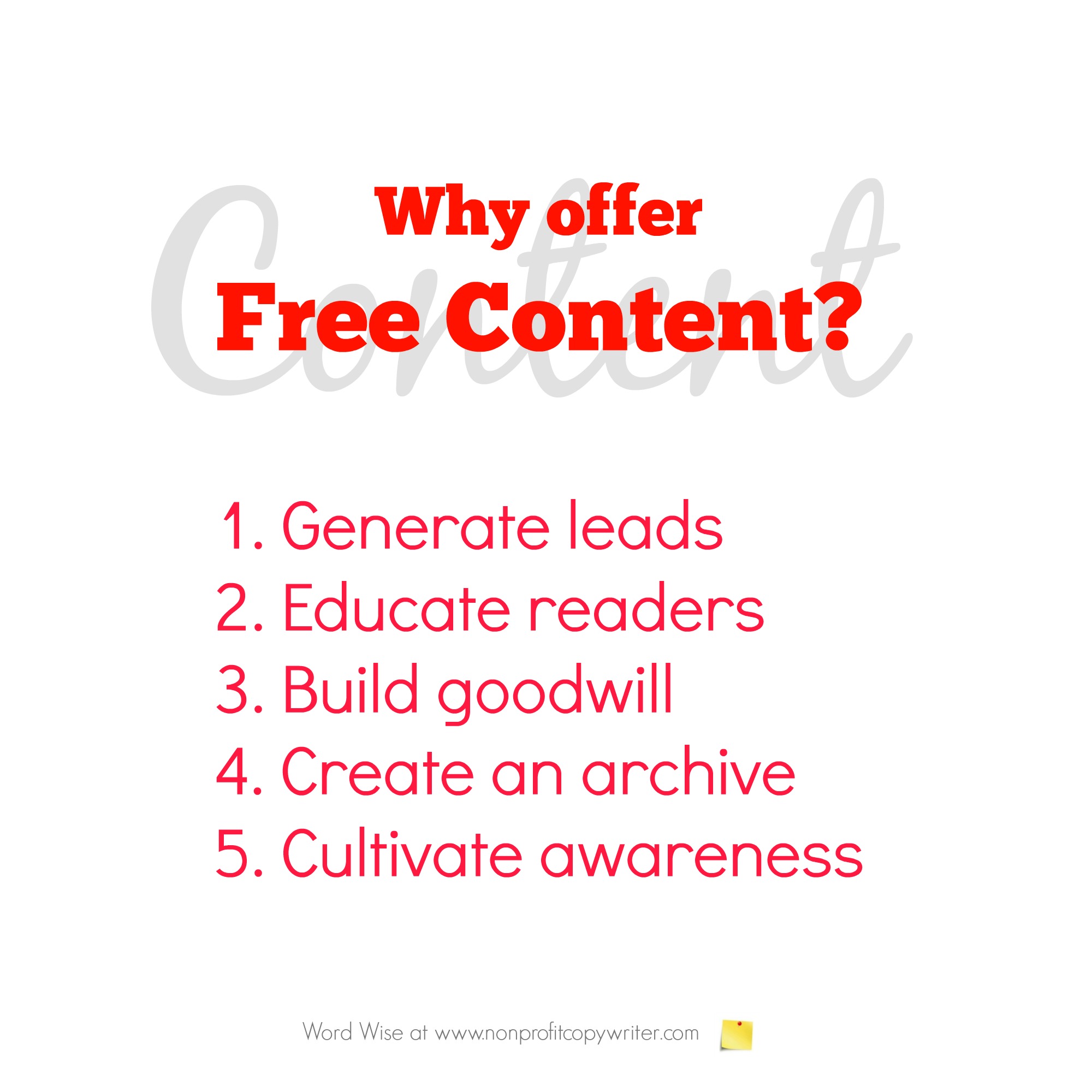 Why offer free content? With Word Wise at Nonprofit Copywriter