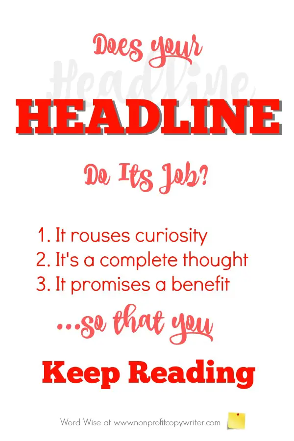 #WritingTip: How to know when a headline does its job with Word Wise: Nonprofit Copywriter