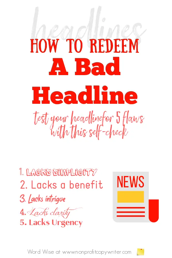 How to redeem a bad headline with Word Wise at Nonprofit Copywriter #headlines #WritingTips