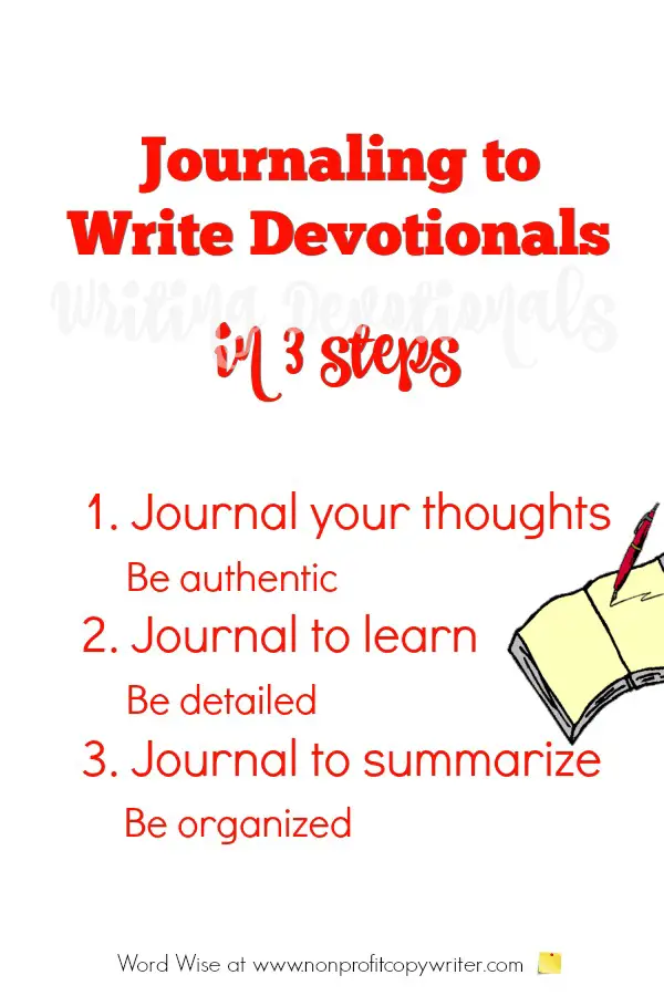 Use journaling to write devotionals for your blog or ministry. #FreelanceWriting #WritingTips #ChristianWriting with Word Wise at Nonprofit Copywriter
