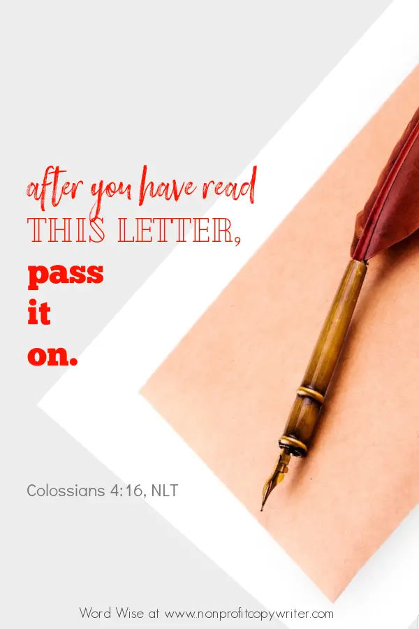 The Email Forward: an online #devotional for writers based on Col 4:16 with Word Wise at Nonprofit Copywriter #WritingTips