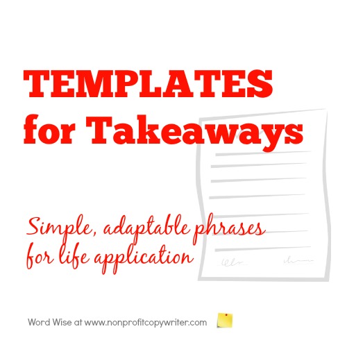 Templates for takeaways with Word Wise at Nonprofit Copywriter