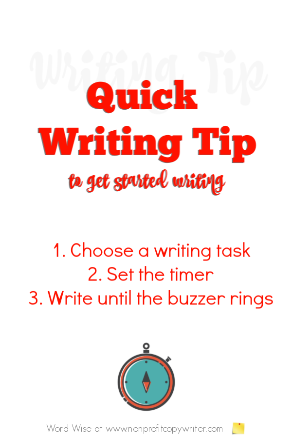 Quick Writing tip to get started writing with Word Wise at Nonprofit COpywrter