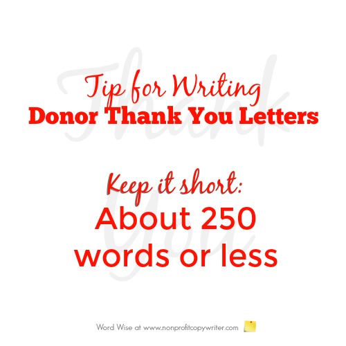 Tip for writing donor thank you letters with Word Wise at Nonprofit Copywriter