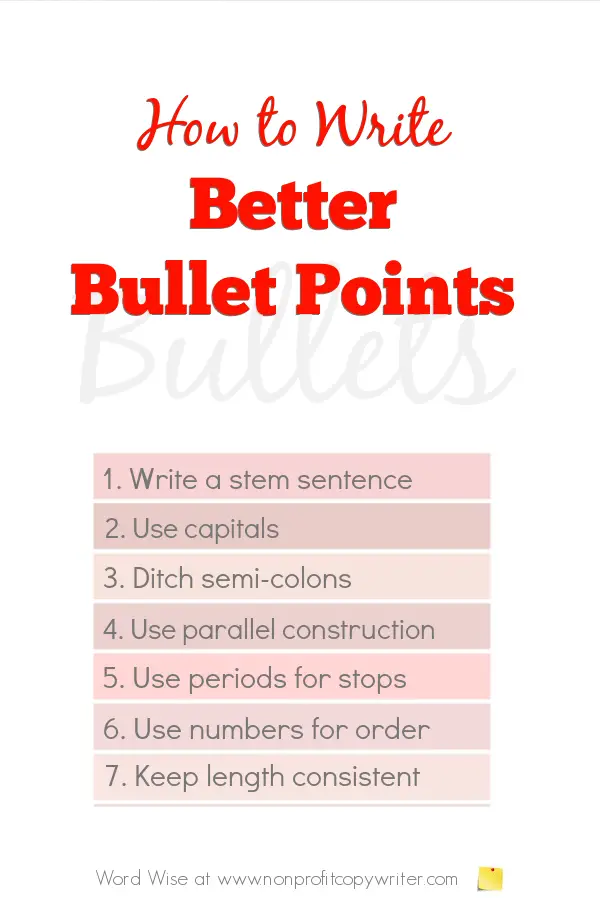 How to #write better bullet points with Word Wise at Nonprofit Copywriter #WritingTips