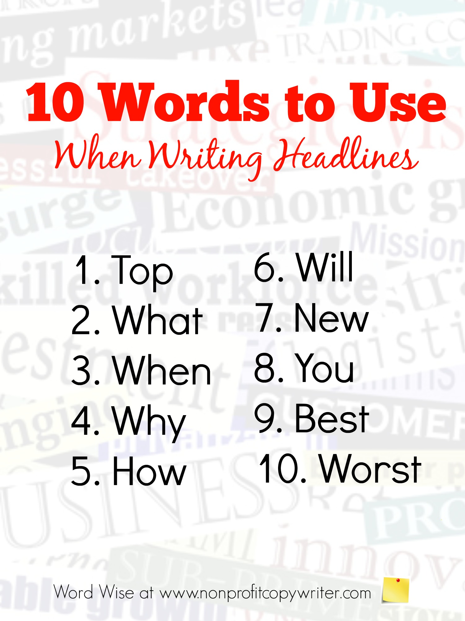10 words to use when writing headlines with Word Wise at Nonprofit Copywriter