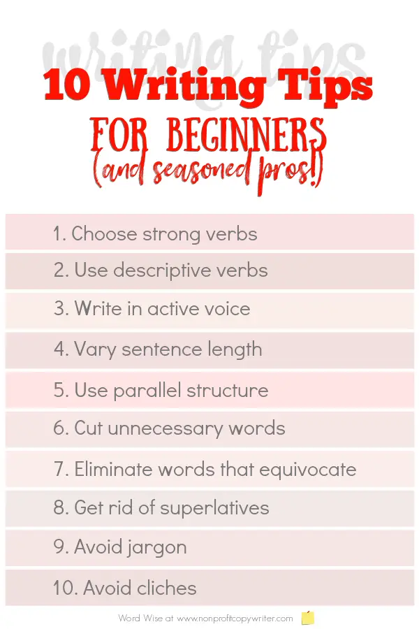 10 #WritingTips for beginners with Word Wise at Nonprofit Copywriter #NewWriter #FreelanceWriting