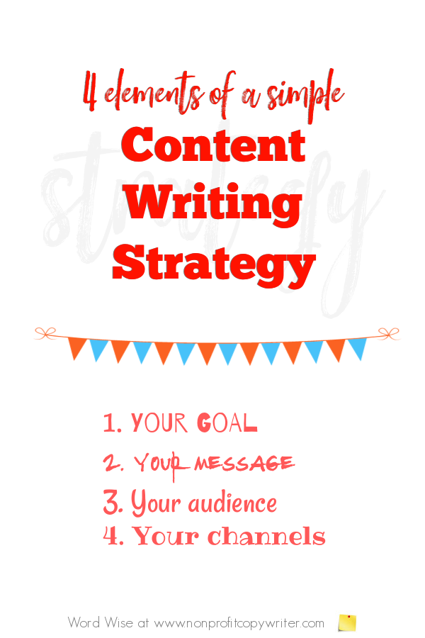 4 elements of a content writing strategy with Word Wise at Nonprofit Copywriter #WritingTips #ContentWriting #ContentMarketing