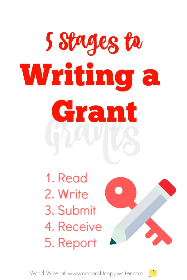 5 stages to writing a grant with Word Wise at Nonprofit Copywriter #GrantWriting #nonprofits #WritingTips