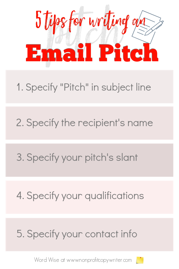 5 tips for writing an email pitch with Word Wise at Nonprofit Copywriter #FreelanceWriting