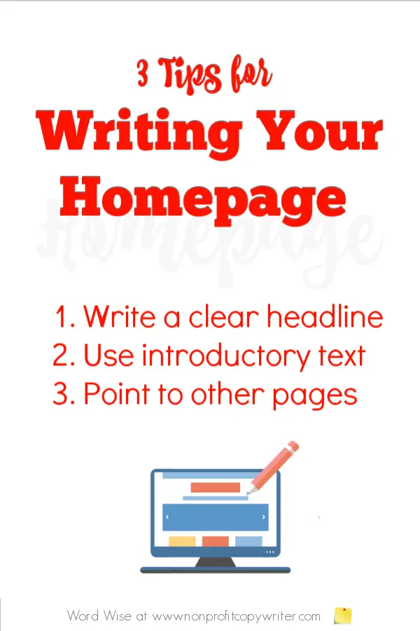 Writing Homepage Content: 3 #WritingTips with Word Wise at Nonprofit Copywriter #OnlineWriting #FreelanceWriting