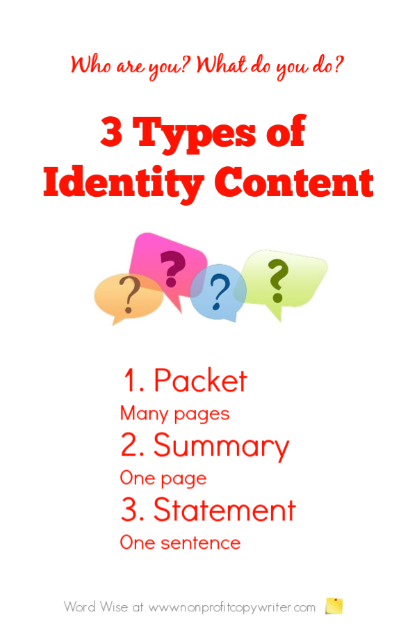 Tips for writing better content that explains your organization's identity with Word Wise at Nonprofit Copywriter #WritingTips #ContentWriting
