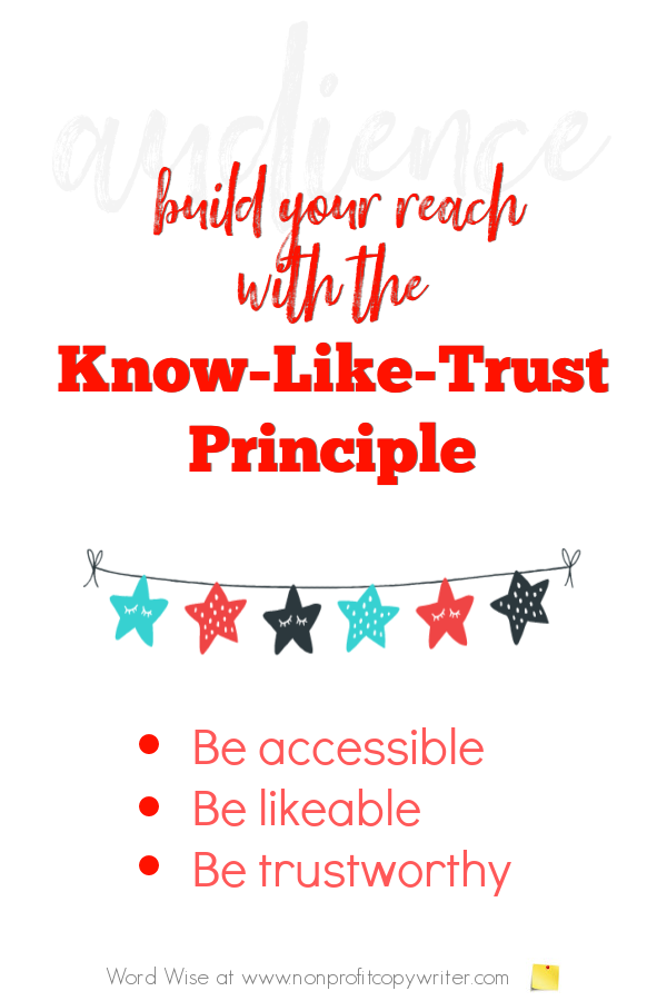 Use the Know Like Trust principle to build your readership with Word Wise at Nonprofit Copywriter #WritingTips #FreelanceWriting #Marketing #TheWritingLife