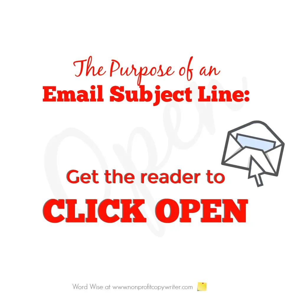 The purpose of an email subject line with Word Wise at Nonprofit Copywriter