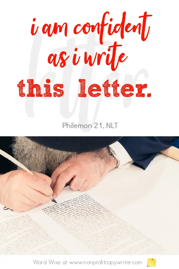 The Business Letter: a business writing tip in Paul's letter to Philemon. A #devotional for writers with Word Wise at Nonprofit Copywriter #ChristianWriting #FreelanceWriting