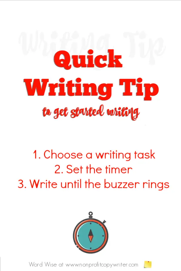 Quick Writing tip to get started writing with Word Wise at Nonprofit COpywrter